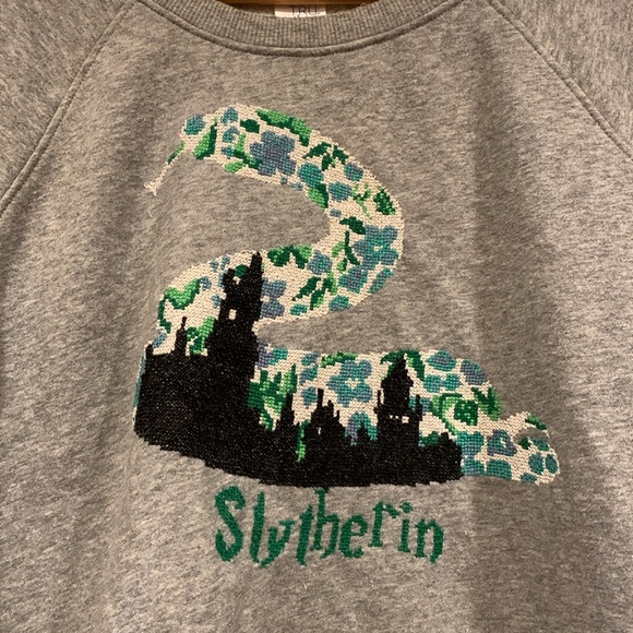 Tops - Slytherin theme sweatshirt homemade embroidery